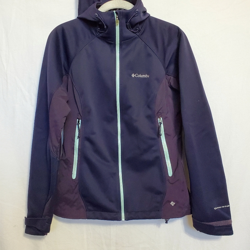 Columbia Women OmniHeat Windproof Omni Wick Jacket Attached Hood Purple Small